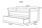 Clarendon Grey Velvet Fabric Day Bed With Trundle