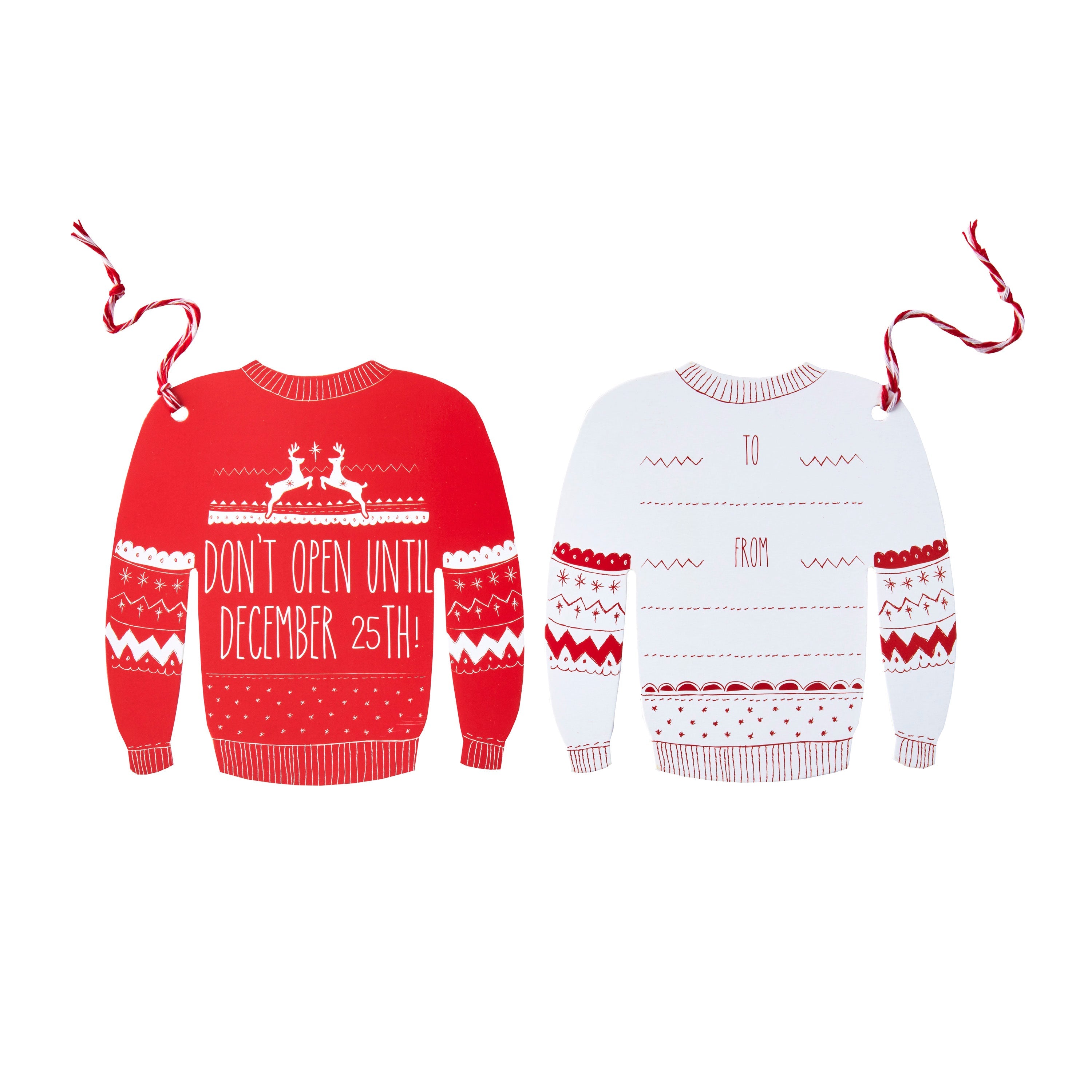Red and White Festive Giant Jumper Gift Tags - Cosy Christmas