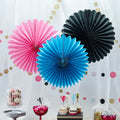 Pink, Black & Blue Wall Fan Decorations - Confetti Party- 10 Inner Pack