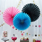 Pink, Black & Blue Wall Fan Decorations - Confetti Party- 10 Inner Pack