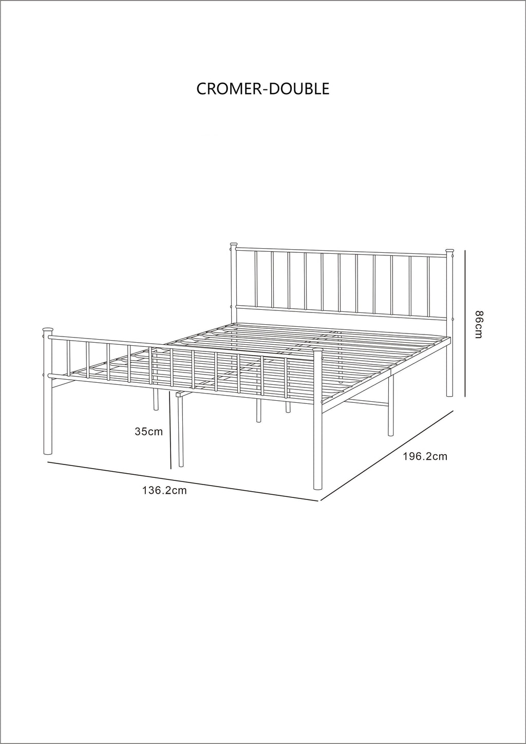 Cromer Modern Black Metal Bed Frame