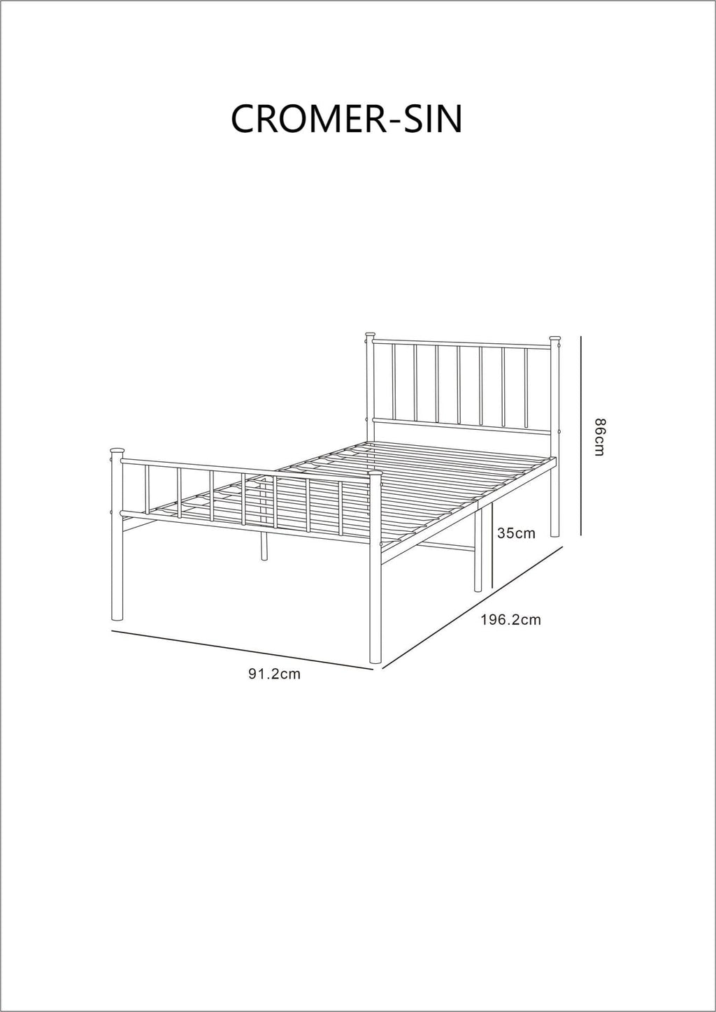 Cromer Modern Black Metal Bed Frame