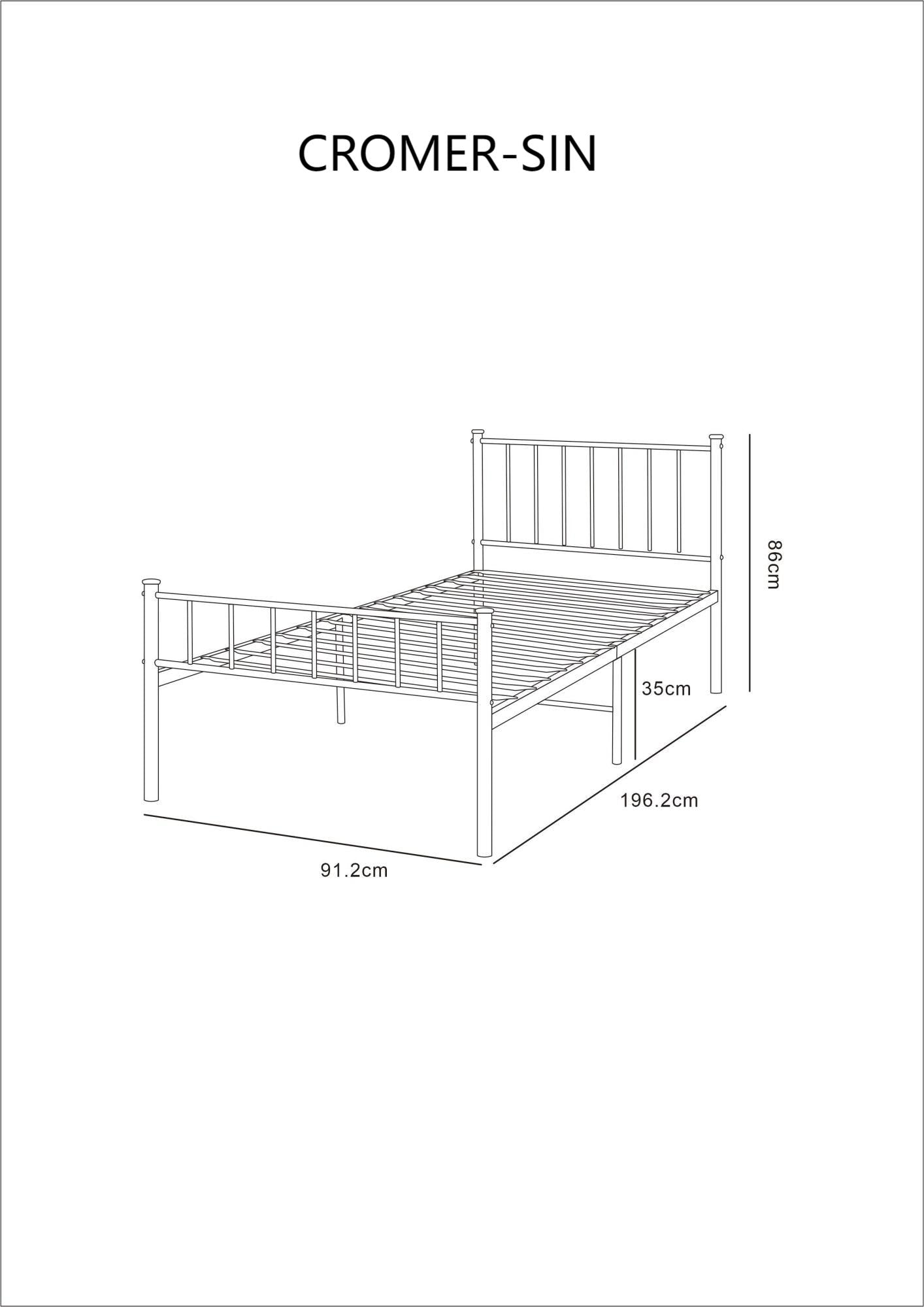 Cromer Modern Black Metal Bed Frame