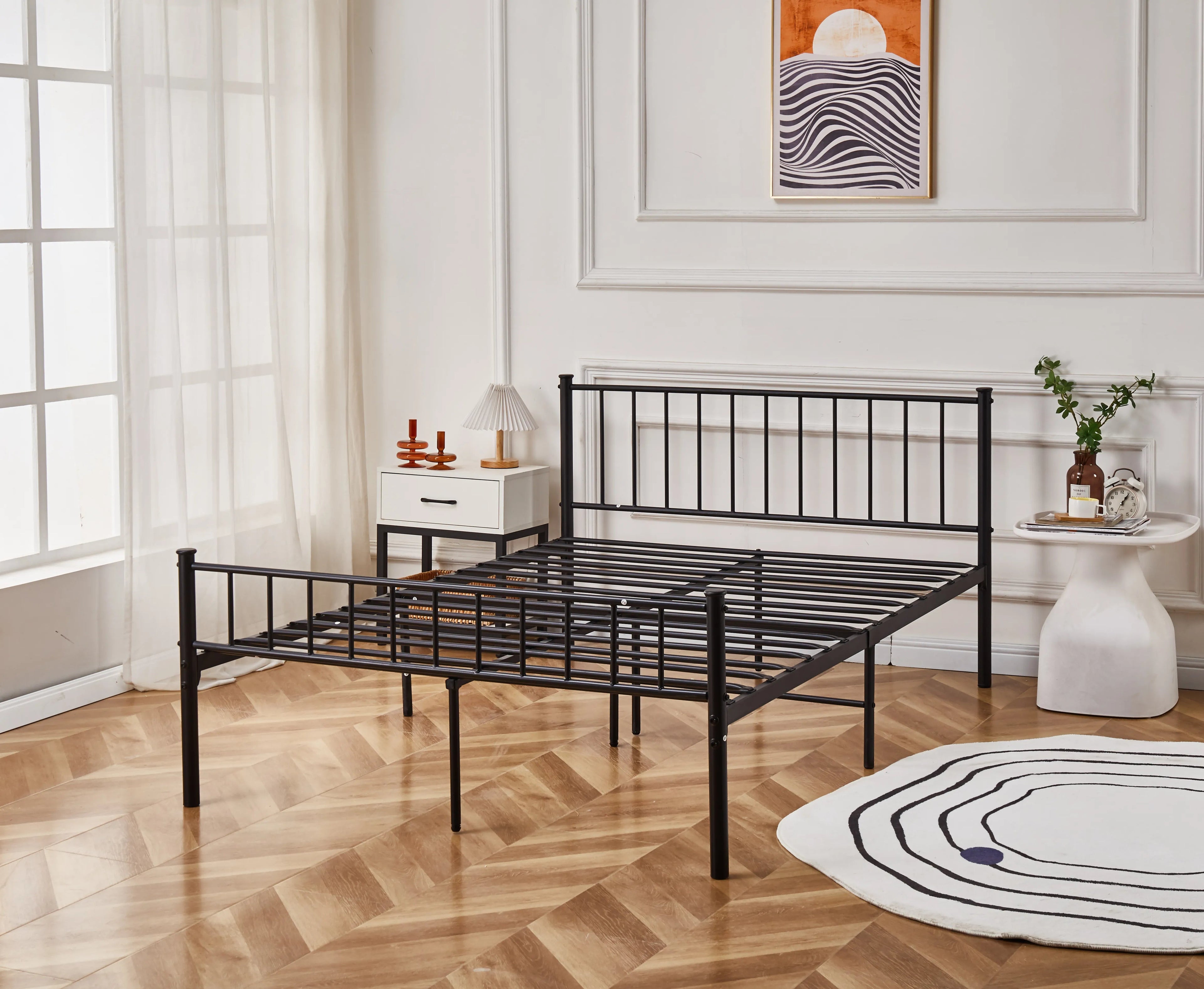 Cromer Modern Black Metal Bed Frame
