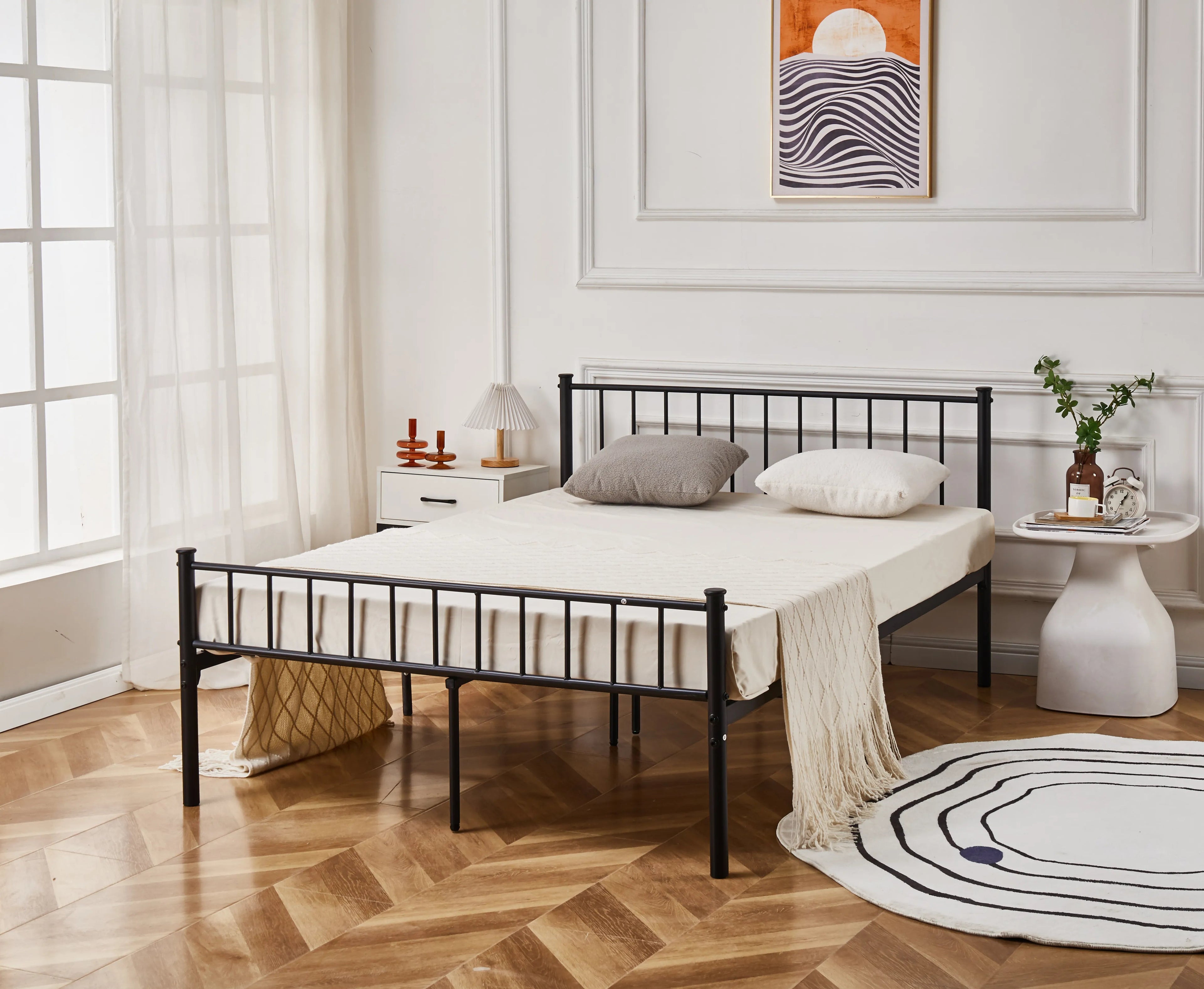 Cromer Modern Black Metal Bed Frame