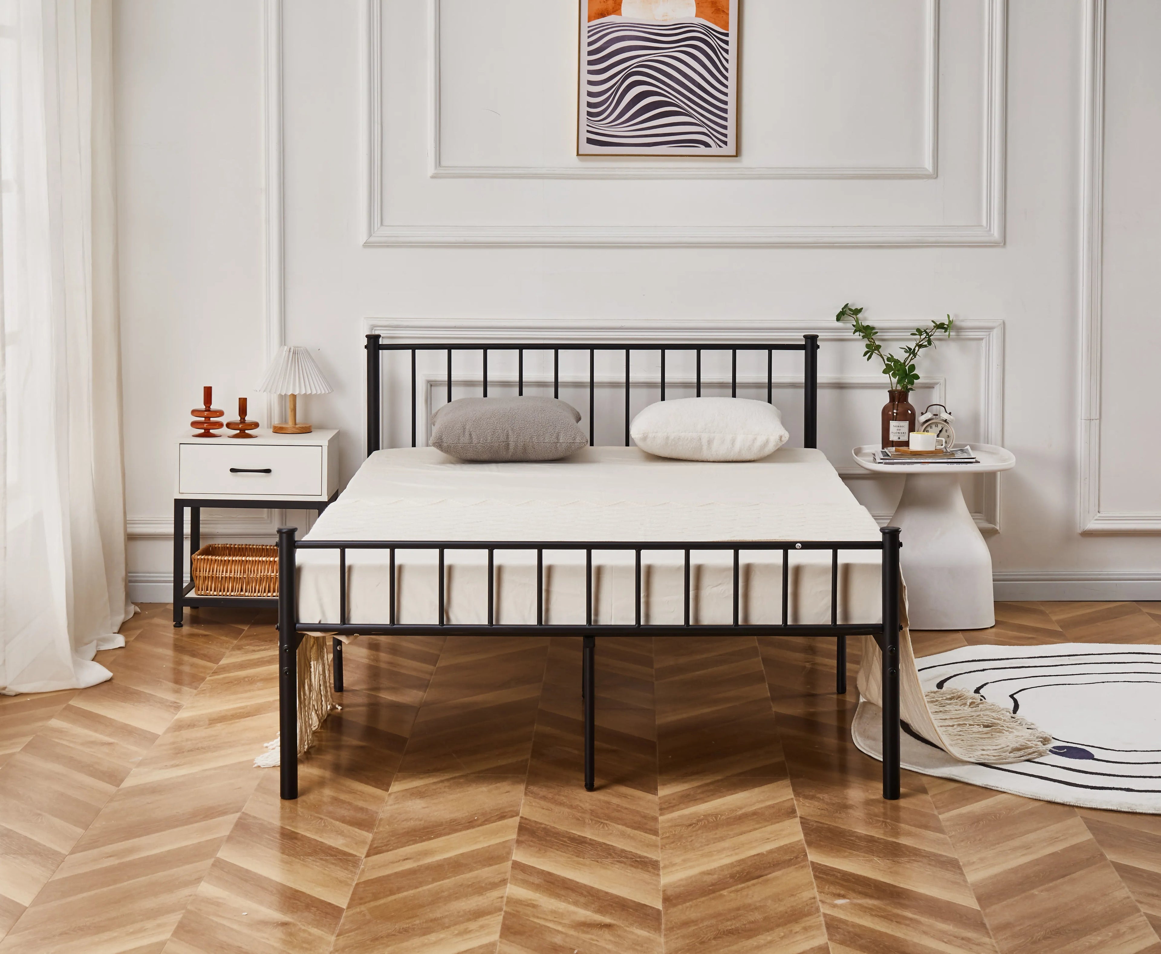 Cromer Modern Black Metal Bed Frame