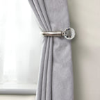 Brushed Silver Crystal Curtain Holdbacks (Pair)