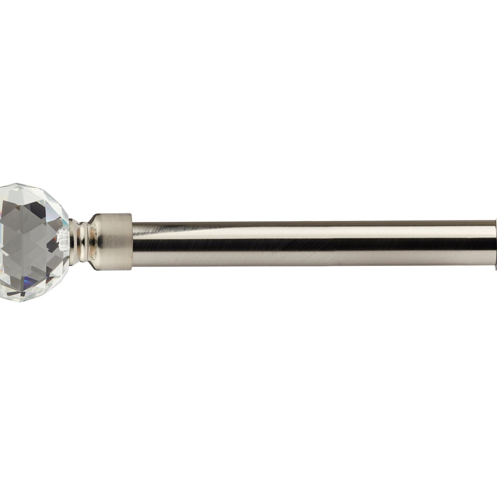 Brushed Silver Crystal Extendable Curtain Pole