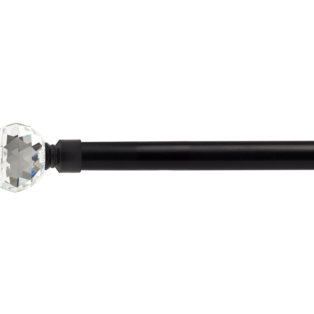 Matt Black Crystal Extendable Curtain Pole