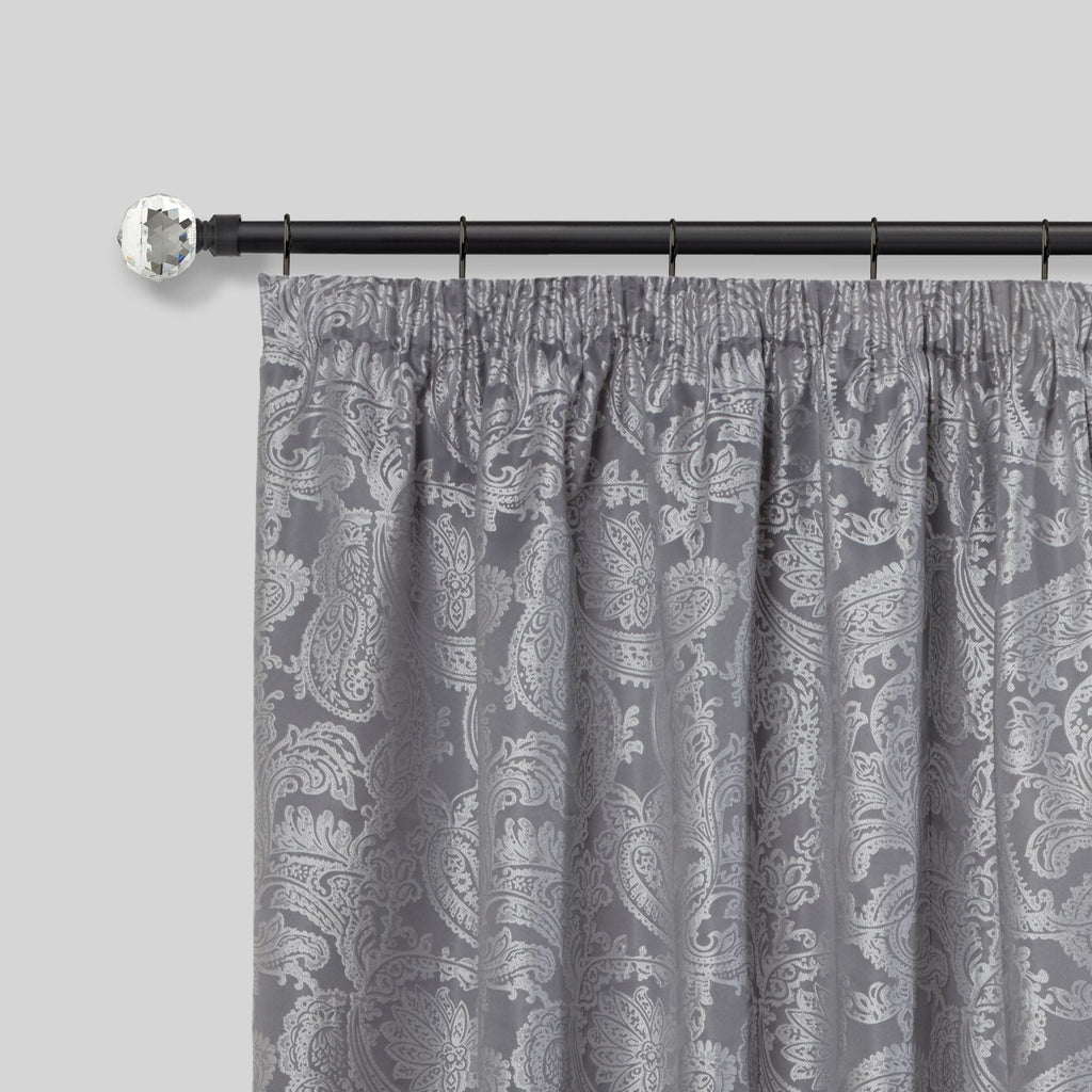 Matt Black Crystal Extendable Curtain Pole with Rings