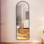 120cm Black Arched Full Length Wall Mirror