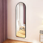 120cm Black Arched Full Length Wall Mirror