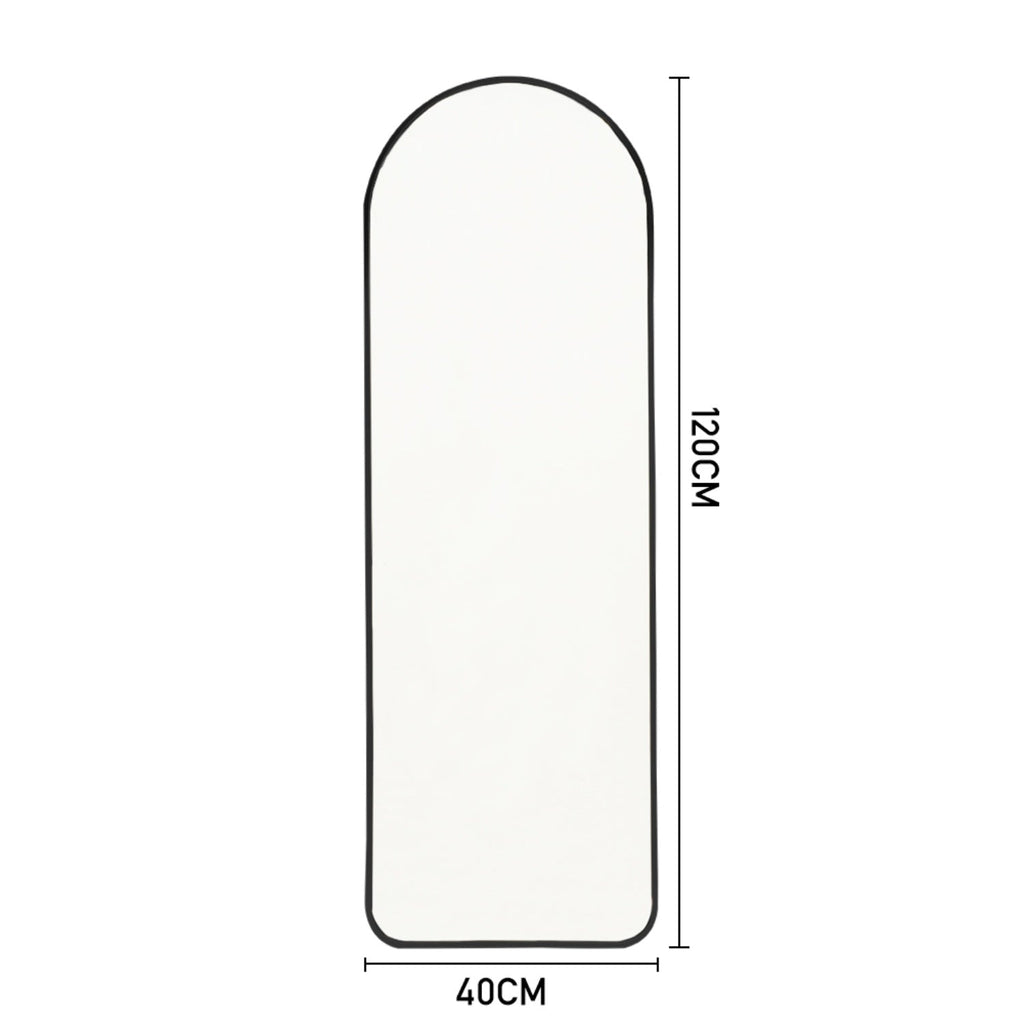 120cm Black Arched Full Length Wall Mirror