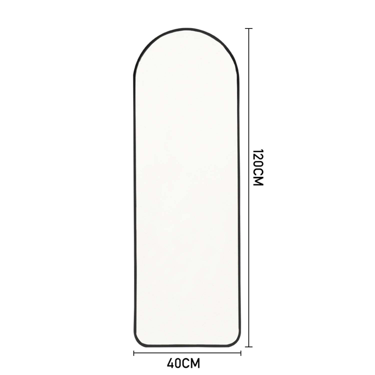 120cm Black Arched Full Length Wall Mirror