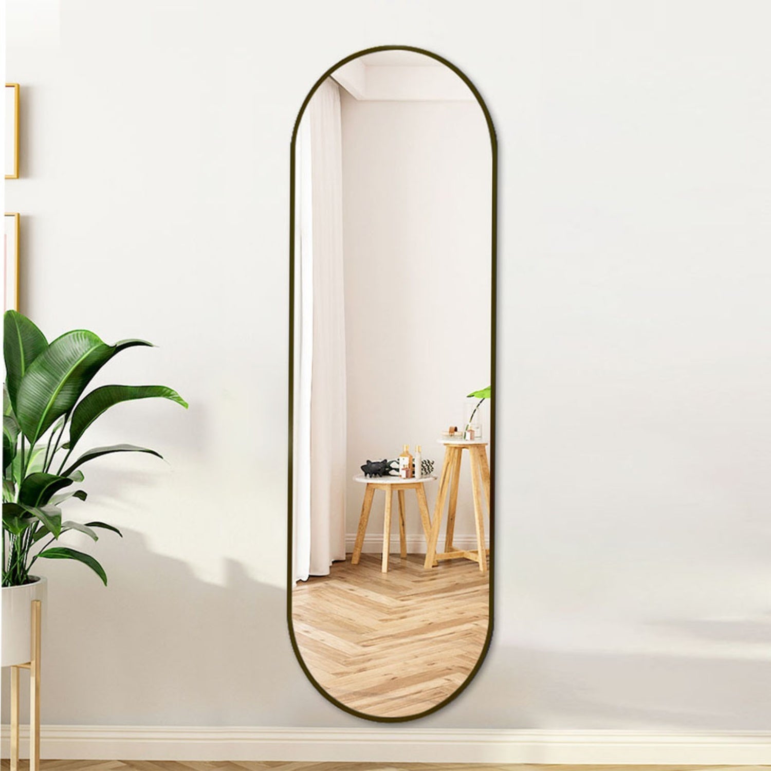 Black Oval Full Length Wall Mirror