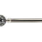 Brushed Silver Cut Glass Extendable Curtain Pole