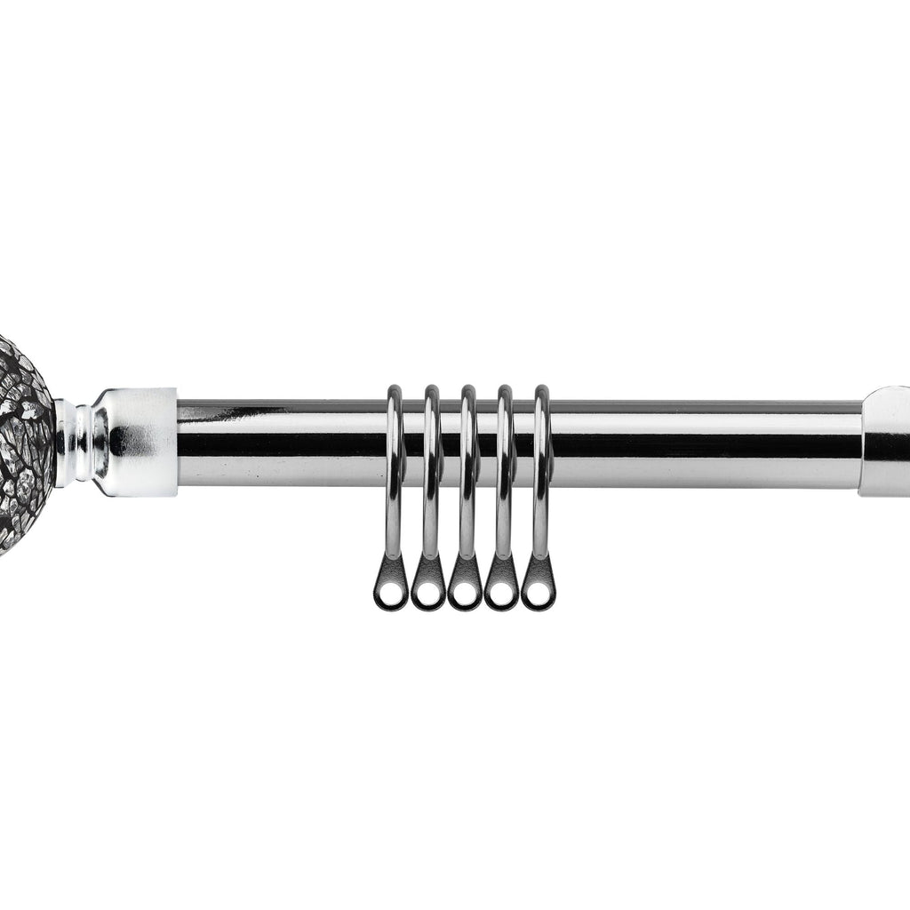 Chrome Cut Glass Extendable Curtain Pole with Rings