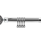 Chrome Cut Glass Extendable Curtain Pole with Rings