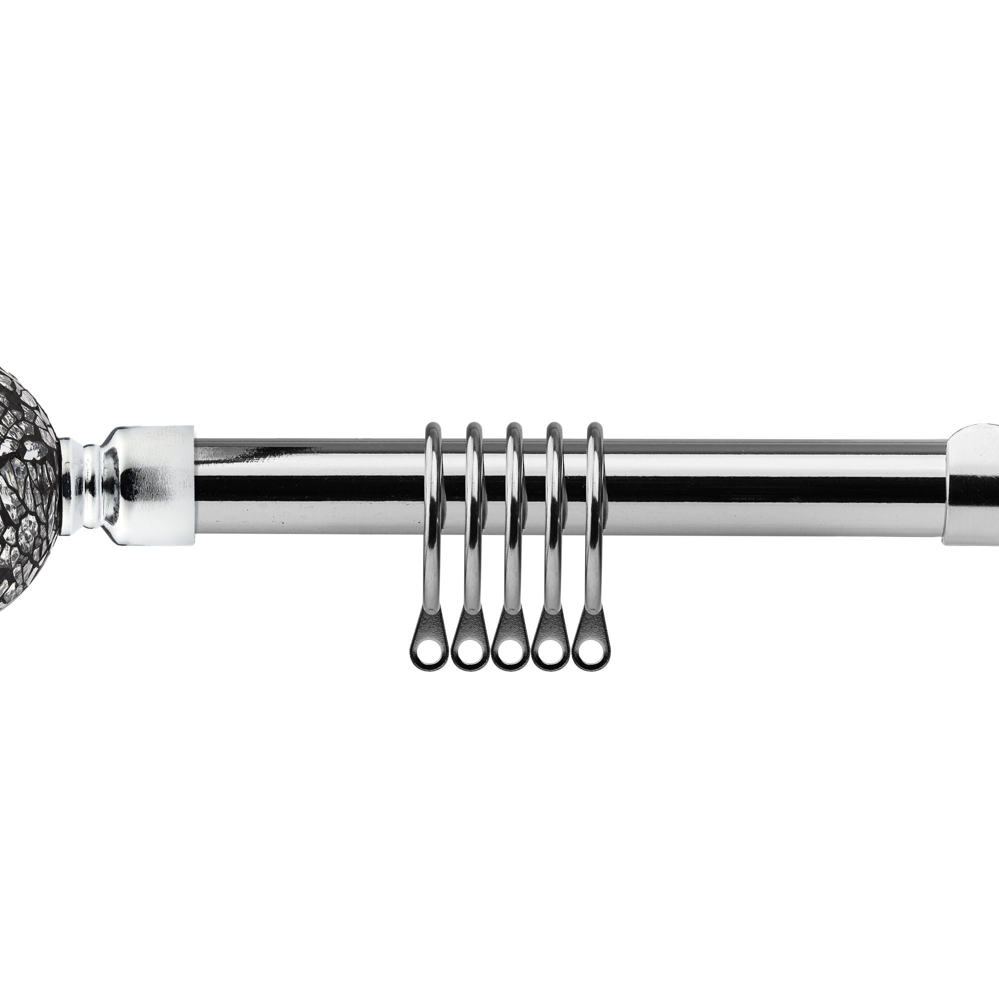 Chrome Cut Glass Extendable Curtain Pole with Rings