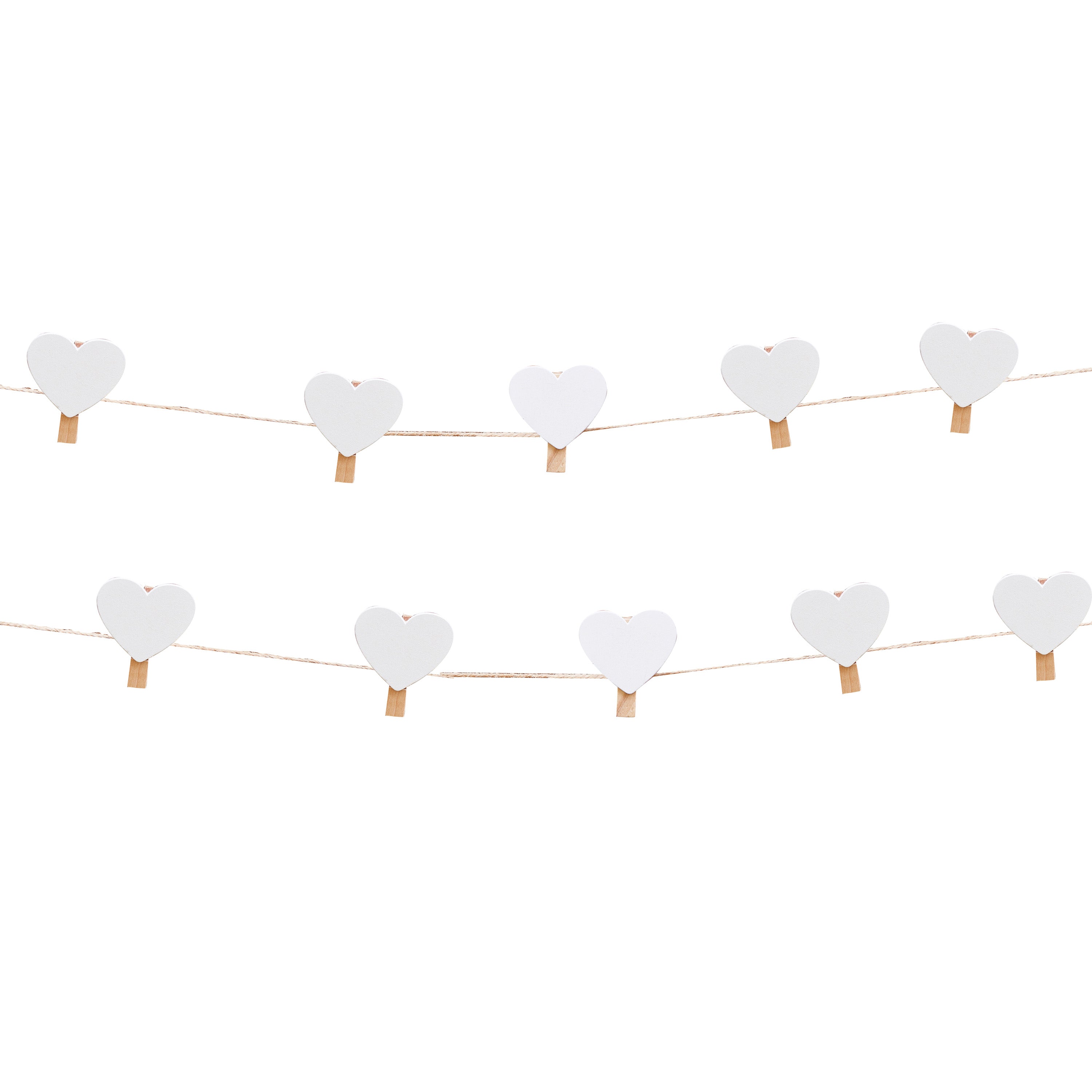 Wooden Heart Peg and String Set - Rustic Country