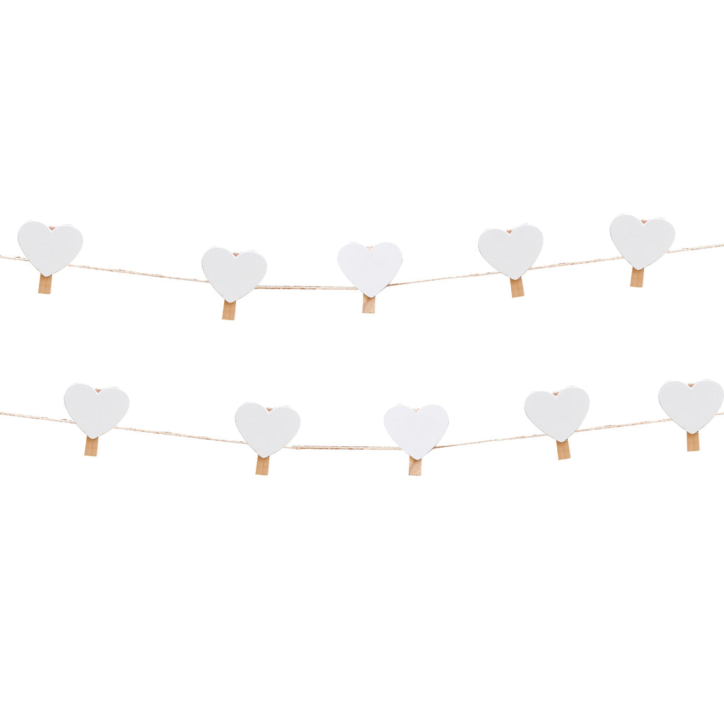 Wooden Heart Peg and String Set - Rustic Country- 5 Inner Pack