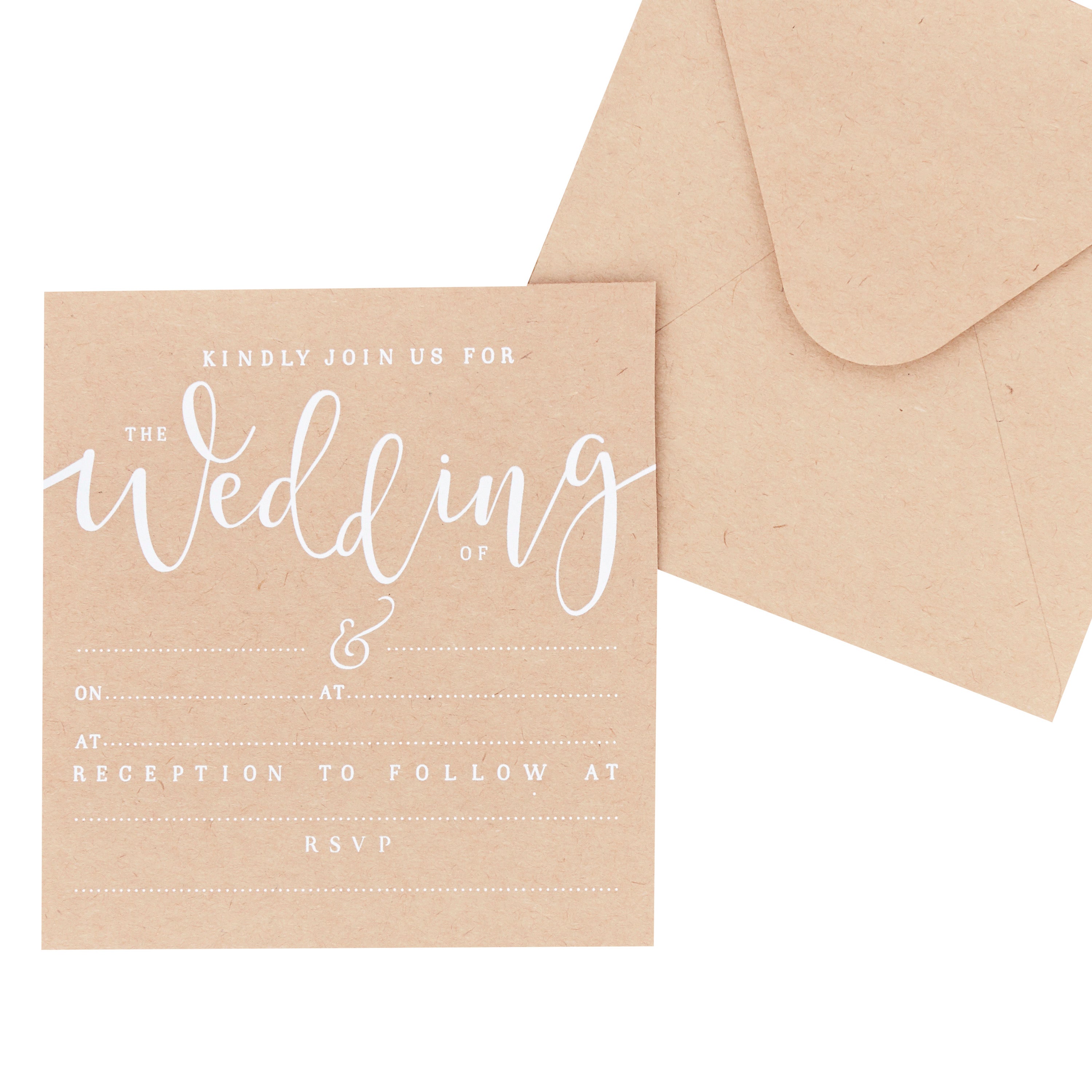 Kraft Wedding Invites - Rustic Country- 10 Inner Pack