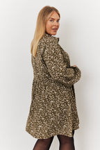 Floral Print Button Through Tiered Smock Dress