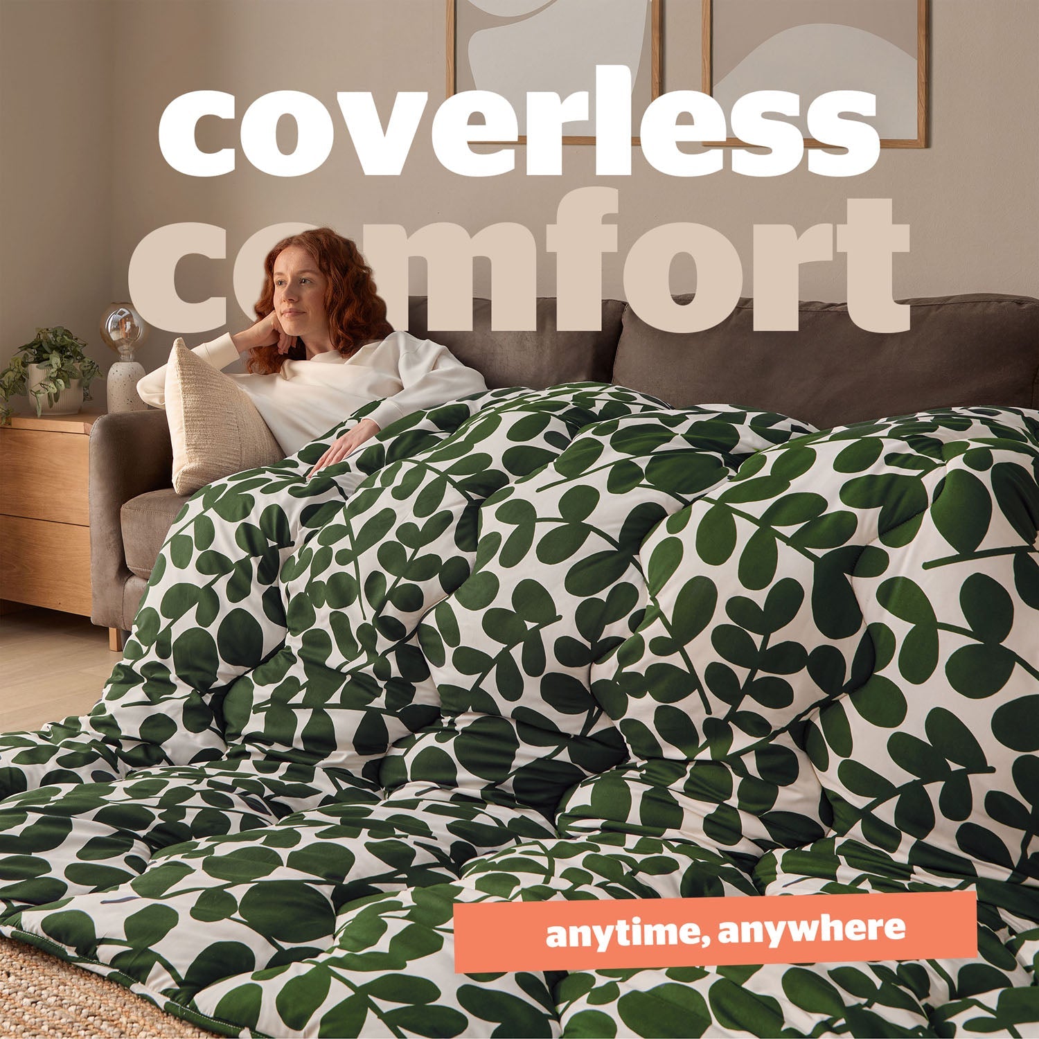 Silentnight Green Leaf Reversible Coverless 10.5 Tog Duvet Set