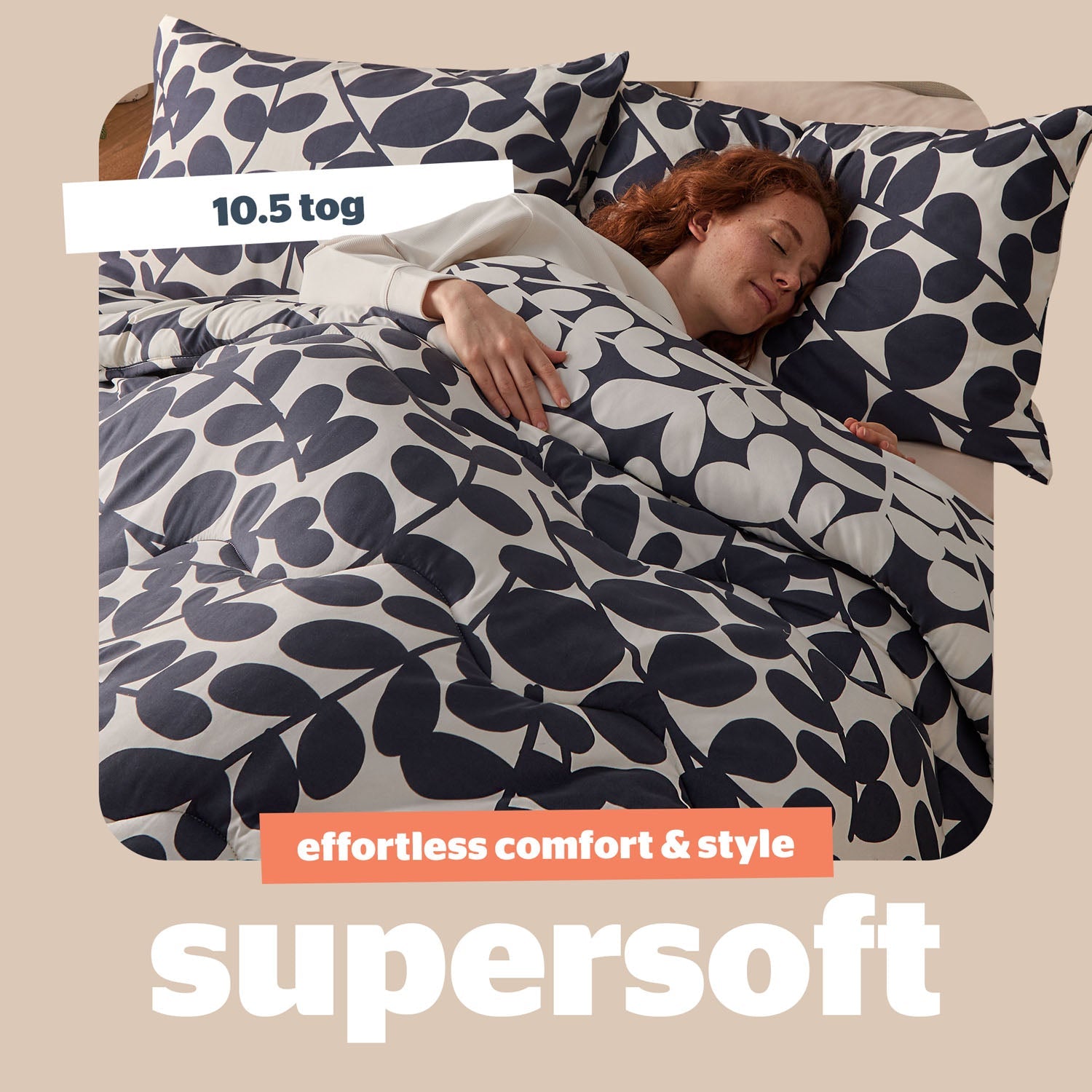 Silentnight Leaf Navy Coverless 10.5 Tog Duvet And Pillowcase