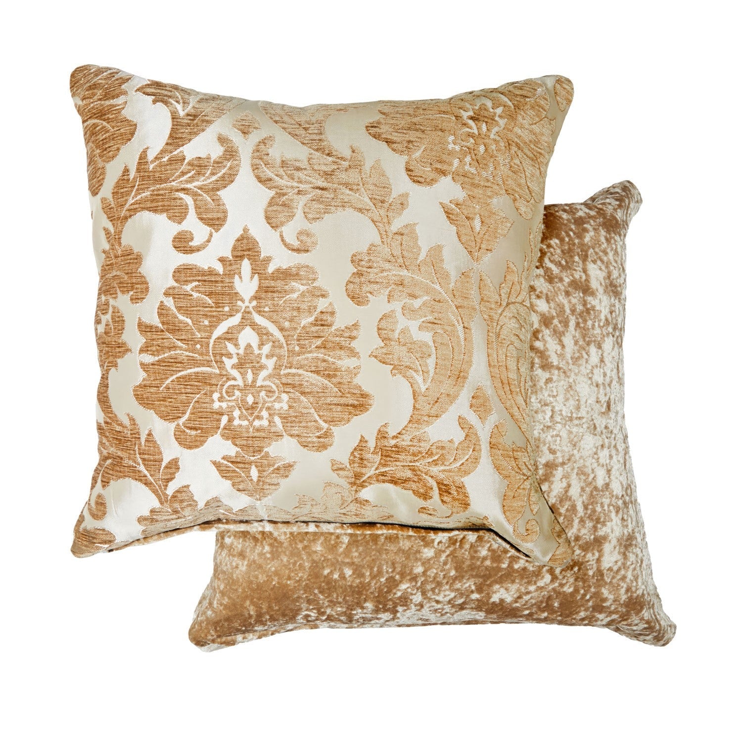Damask Coffee Chenille Jacquard Cushion Cover Pair (43cm x 43cm)