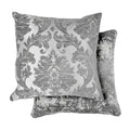 Damask Silver Chenille Jacquard Cushion Cover Pair (43cm x 43cm)