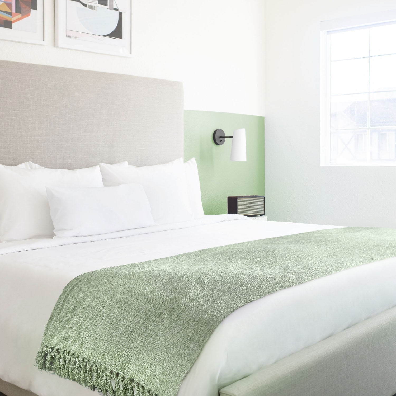 Darcy Meadow Green Chenille Throw