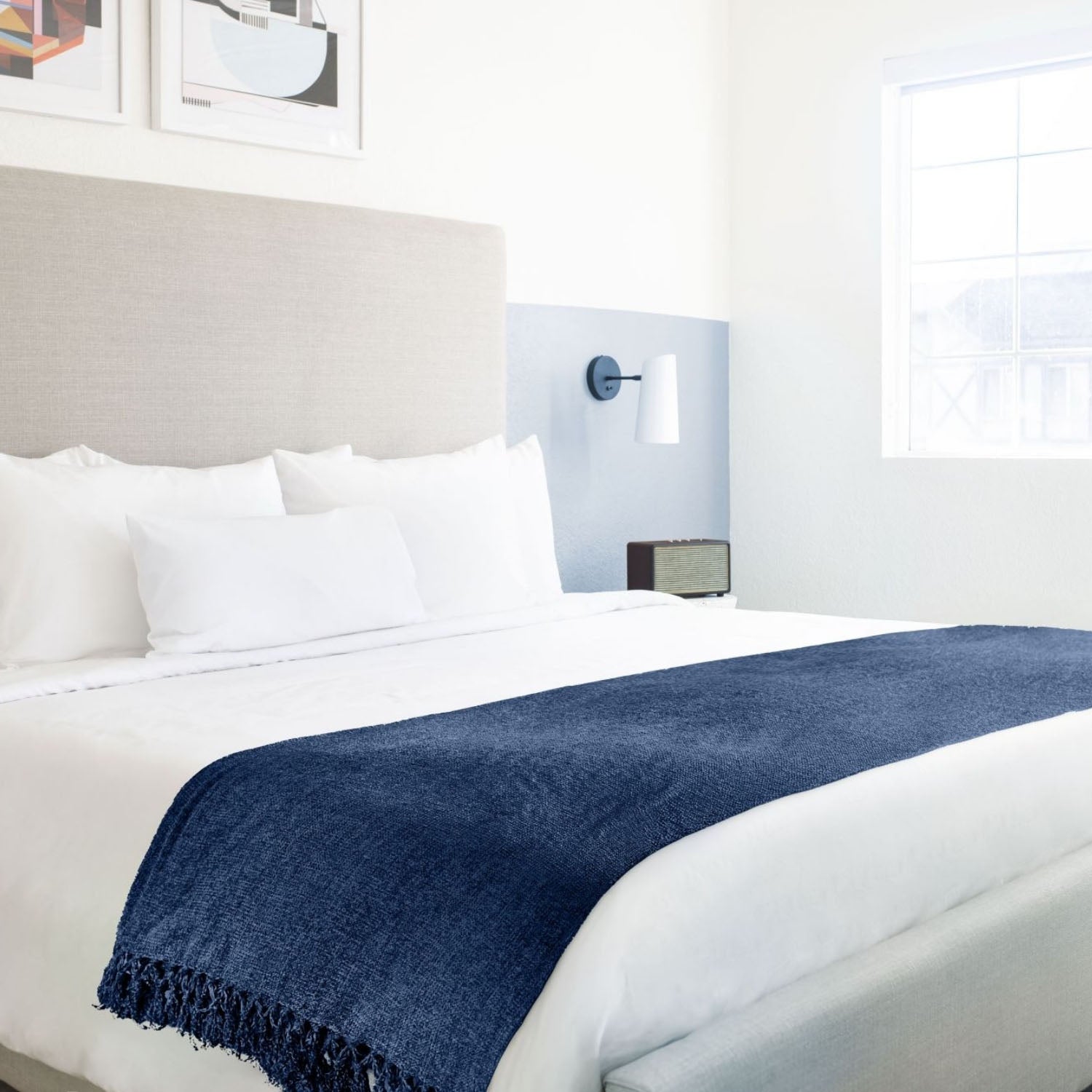 Darcy Navy Blue Chenille Throw