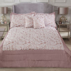 Duchess Blush Pink Embellished Jacquard Quilted Bedspread Set