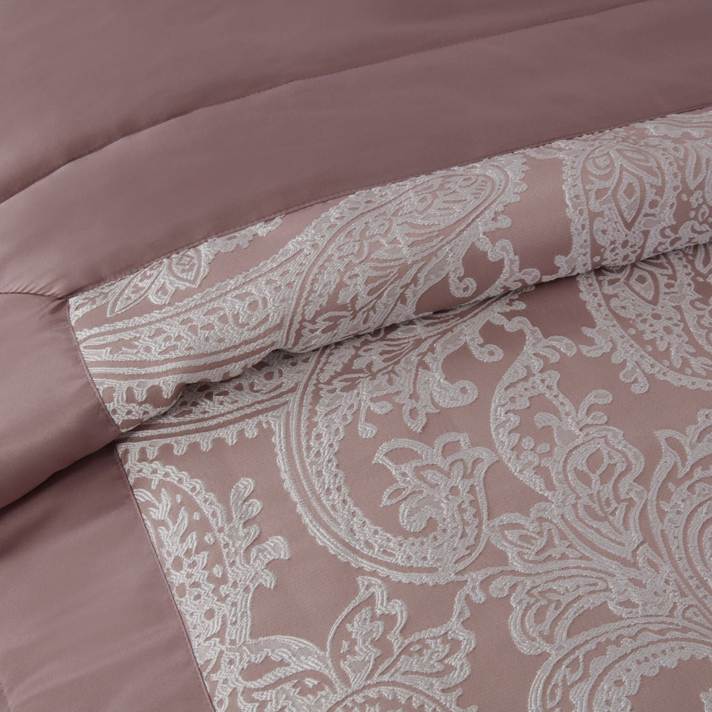 Duchess Blush Pink Embellished Jacquard Quilted Bedspread Set