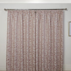 Duchess Blush Pink Lined Pencil Pleat Jacquard Velvet Curtains