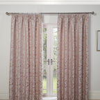 Duchess Blush Pink Lined Pencil Pleat Jacquard Velvet Curtains