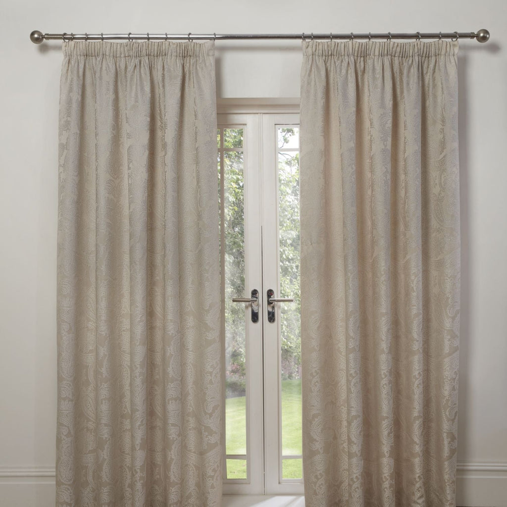 Duchess Cream Lined Pencil Pleat Jacquard Velvet Curtains