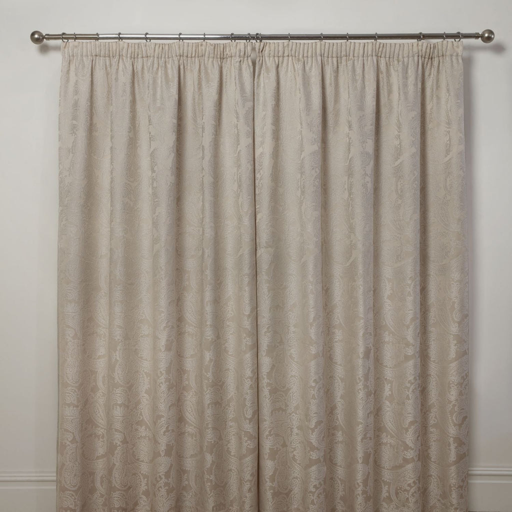 Duchess Cream Lined Pencil Pleat Jacquard Velvet Curtains
