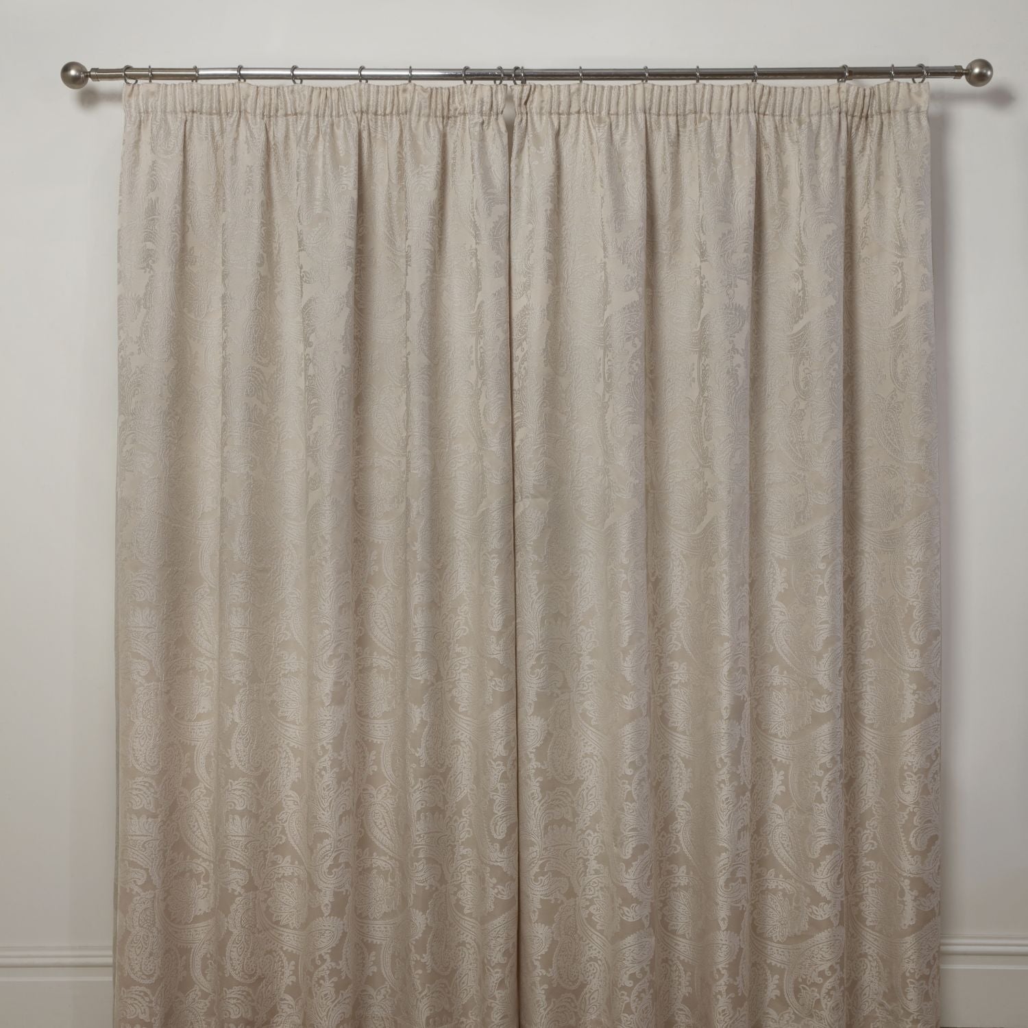 Duchess Cream Lined Pencil Pleat Jacquard Velvet Curtains