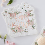 Floral Happy Birthday Napkins- 5 Inner Pack