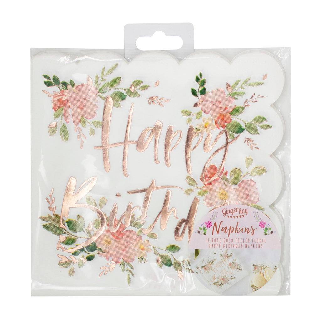 Floral Happy Birthday Napkins- 5 Inner Pack