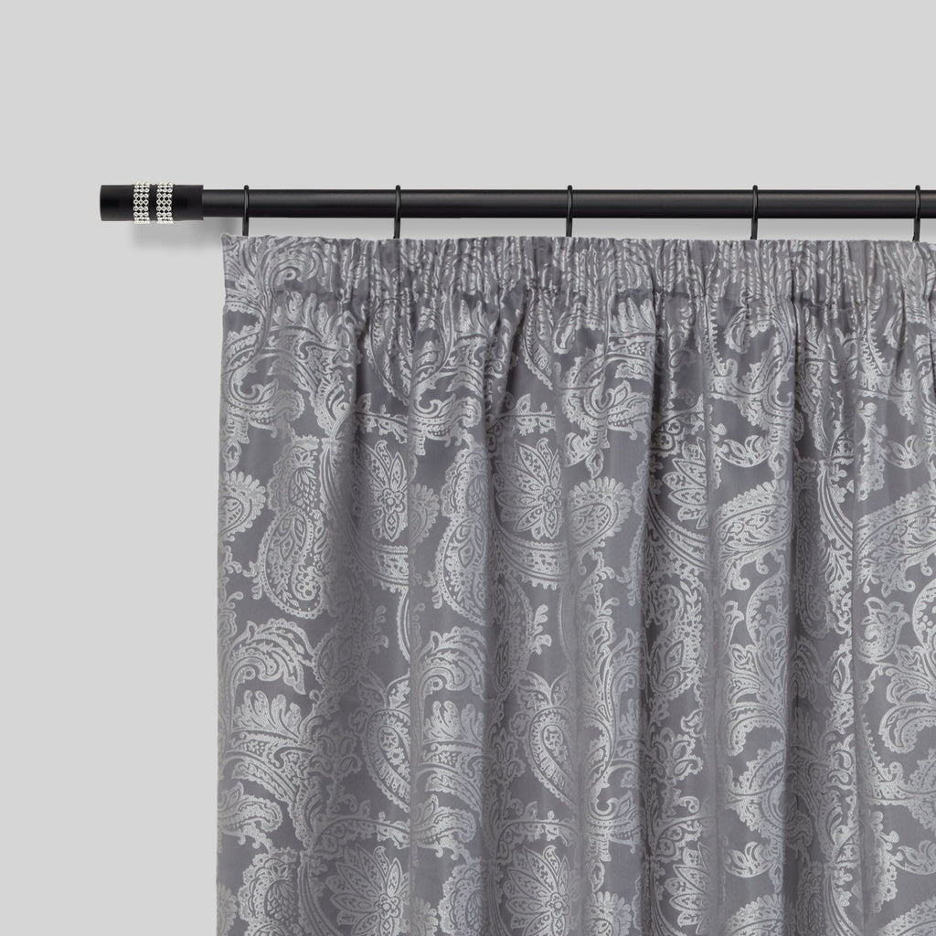 Matt Black Diamante Extendable Curtain Pole with Rings