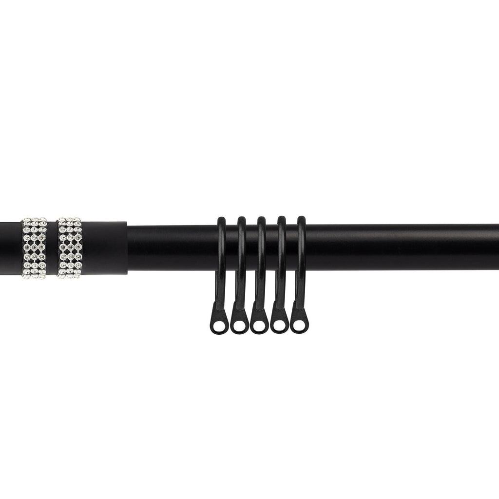 Matt Black Diamante Extendable Curtain Pole with Rings