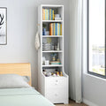 Slim 5-Tier Bookshelf with Lockable Drawers