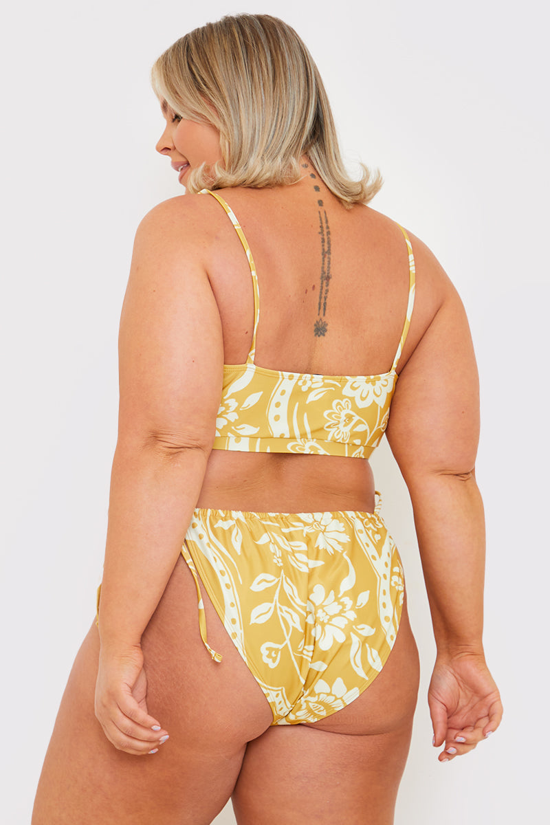Scarf Print Tie Side Bikini Bottom