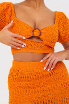 Crochet Puff Sleeve Crop Top