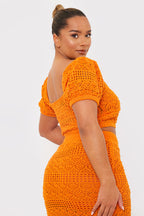 Crochet Puff Sleeve Crop Top
