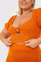 Crochet Puff Sleeve Crop Top