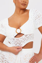 Crochet Puff Sleeve Crop Top